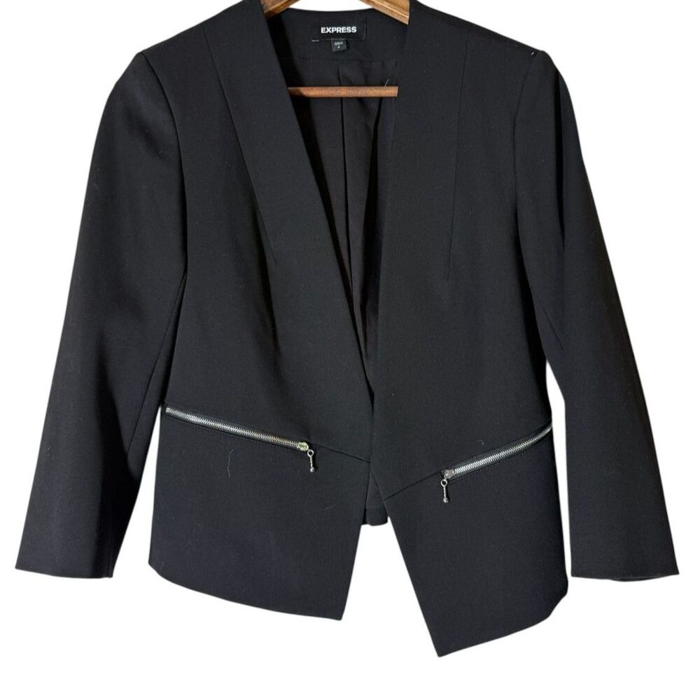Express Open Front Black Blazer Jacket Womens Sz 6 Career Professional Business